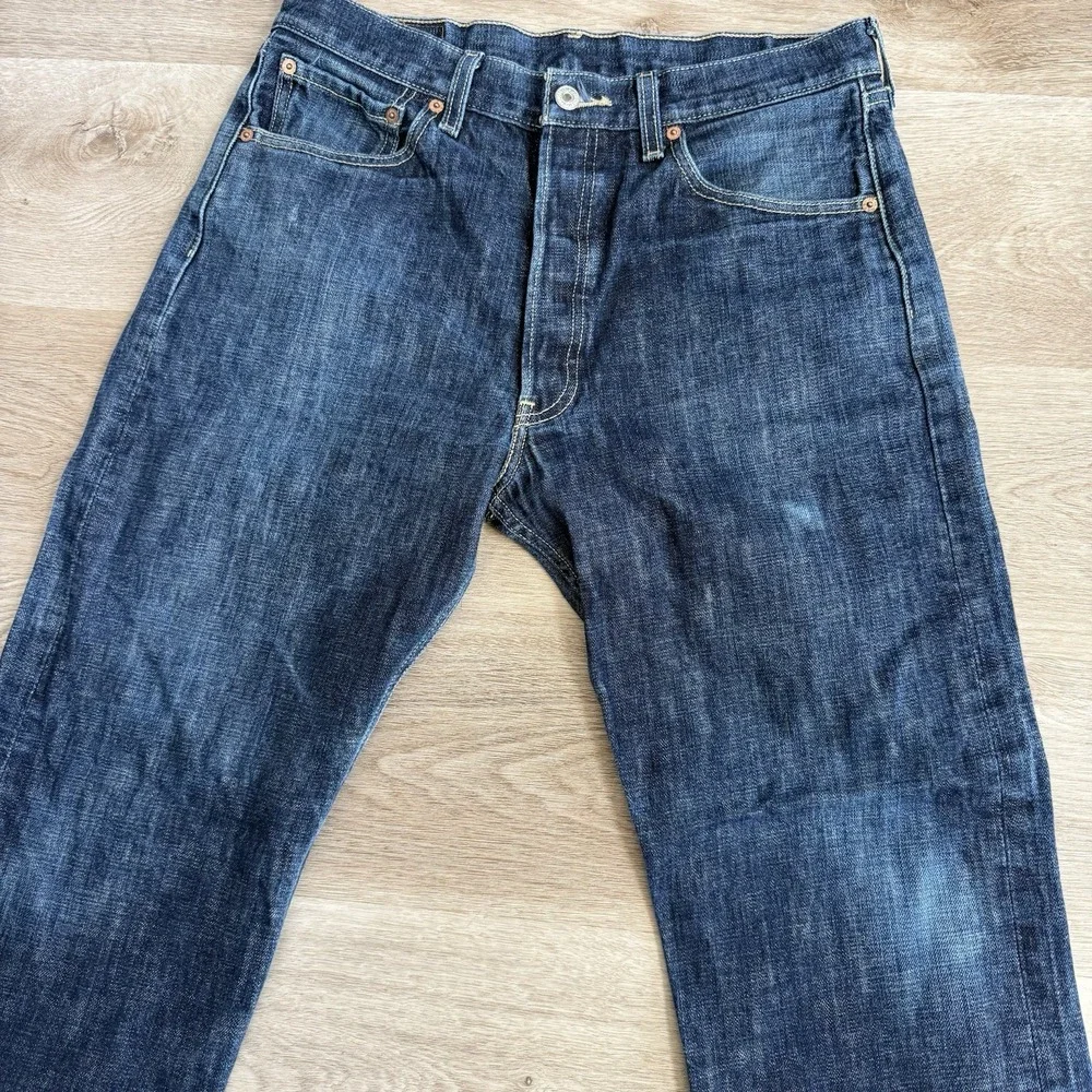 Levis 501 Dark Wash Slub Denim Jeans Mens 00501-0669 Tag 34x30 Fits 32x27 Mexico